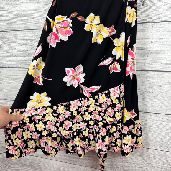Donna Morgan Plus Size Sheriden Faux Wrap Floral Spring Dress Size 20W - Picture 8 of 10